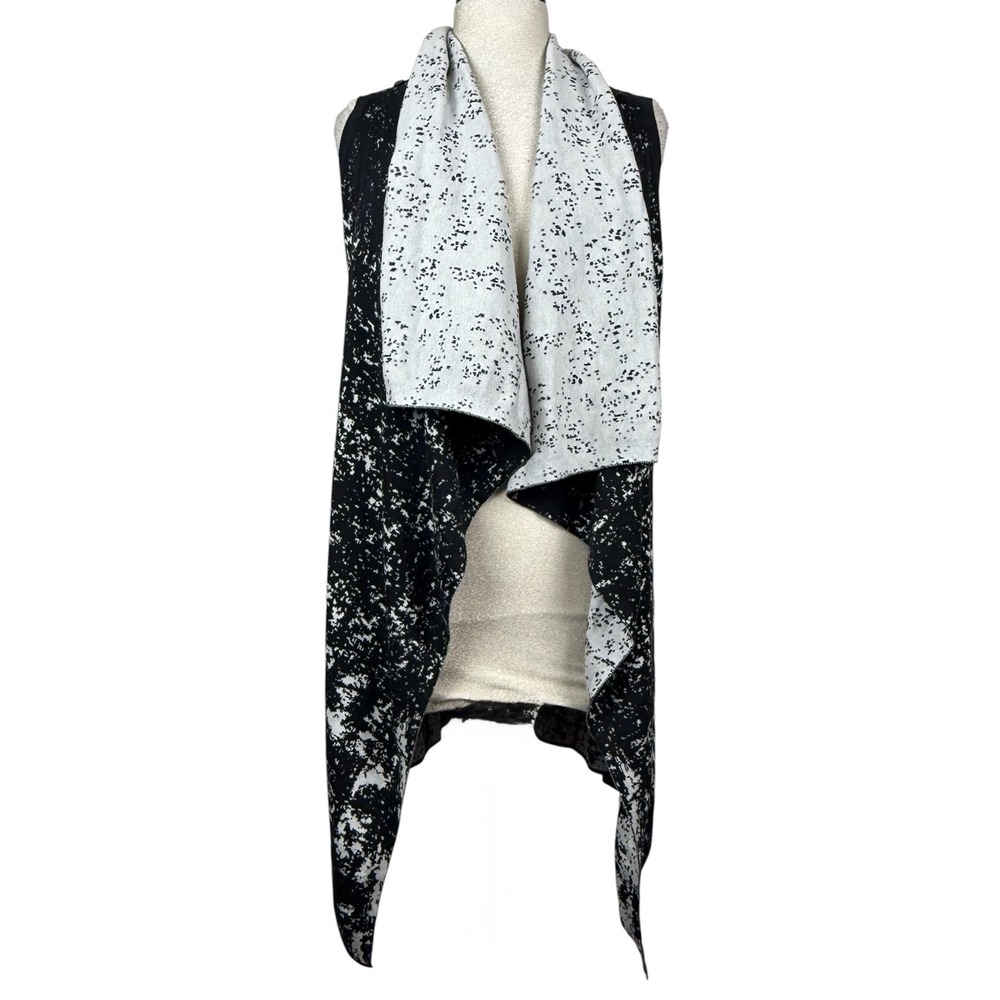 Stella Carakasi Vest Women S Black White Splatter Waterfall Natural Luxe Chic